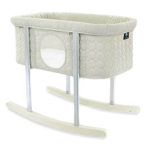 Baby Bassinet Cradle Includes Gentle Rocking Feature, Great for Newborns and Infants Safe Mattress Includes Wheels for Easy Movement High End Washable Fabric Lightweight