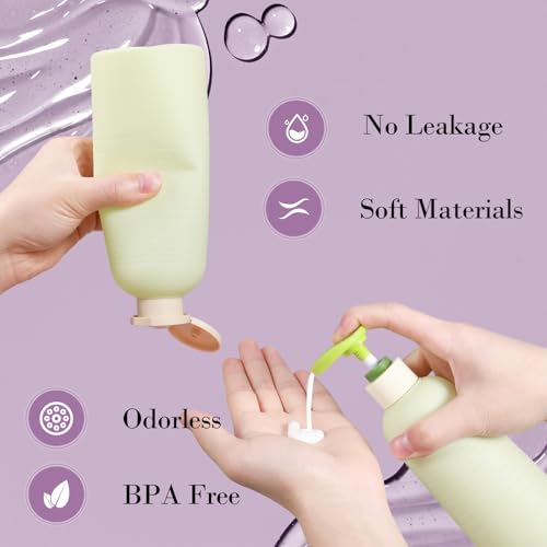 16.9oz Travel Shampoo Bottle with Flip Cap, Refillable Plastic Pump Bottles Dispenser for Soap, Shampoo, Lotions, Liquid Body Wash, Creams and Massage Oil (2Pack, 16.9oz/500ml)2