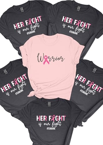Custom Support Squad Shirt Breast Cancer Shirt Her Fight is Our Fight Tee Breast Cancer Awareness T-Shirt Cancer Support Team Tees Personalized Warrior Tee Family Tshirts