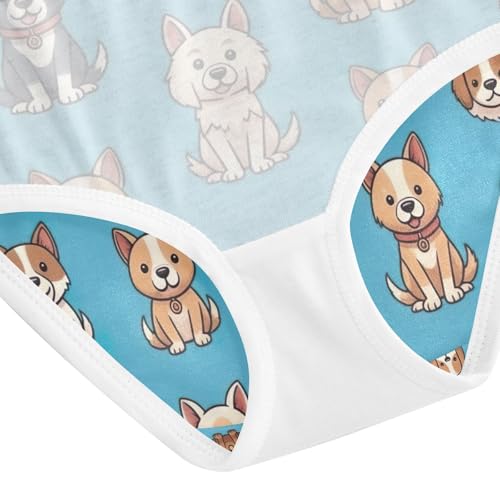 Toddler Girl Briefs, Cute Dogs Blue Girls' Cotton Brief Underwear, 2T–8 Years4