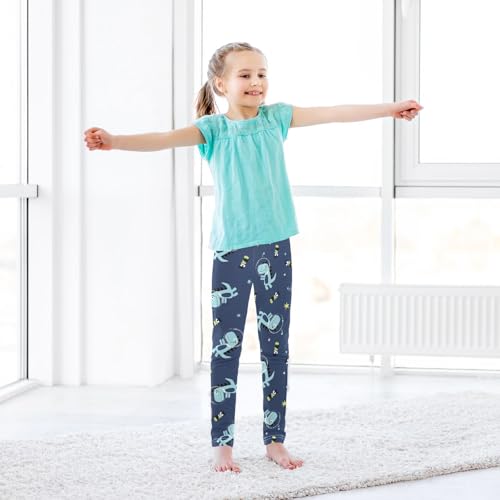 CaTaKu Girls Leggings Space Dinosaur Cartoon Leggings for Girls Kids Athletic Workout Yoga Pants Size 4-10T3
