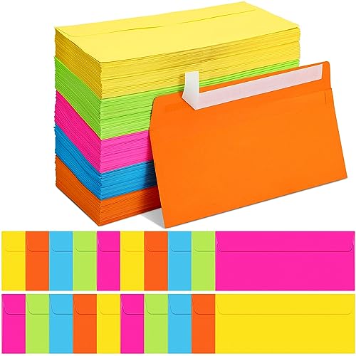 Image of Outus 500 Pcs #10 Colored Envelopes Business Adhesive,Neon Color