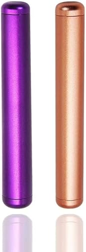 Contenedor de tubo de metal, soporte de almacenamiento de tubo, cabe en el bolsillo ligero, portátil para viajes, paquete de 2