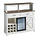LUXOAK Farmhouse Coffee Bar Cabinet with Beverage Refrigerator Cooler, 47