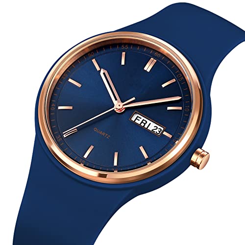 Women's Watch with Silicone Band Big Face Waterproof Sport Ladies Wrist Watch Fashion Casual Simple Quartz Analog Watches for Women Girls (2057Navy Blue) - Image 2