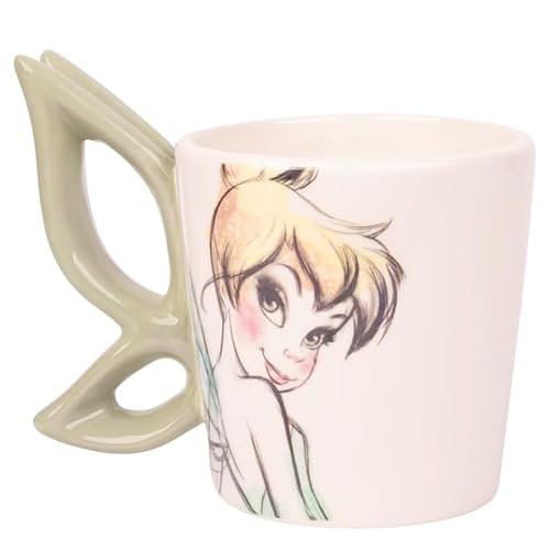 Disney Tinker Bell Ceramic Coffee Mug – Cute Mug Featuring Tinker Bell with Winged Figural Handle – Collectible Coffee Cup – Officially Licensed Disney Gifts