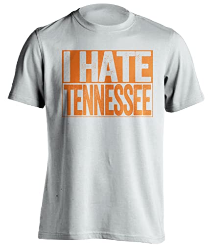 I Hate Tennessee - Funny Smack Talk Shirt - Blue and Orange Version - Box Design - White - Small