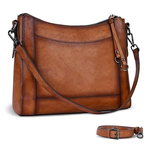 Iswee Leather Crossbody Bags for Women Shoulder Purse Medium Hobo