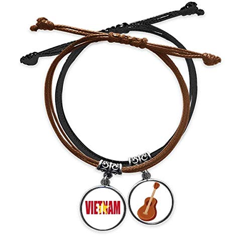 Pulsera bandera Vietnam con cuerda de mano y adorno de guitarra