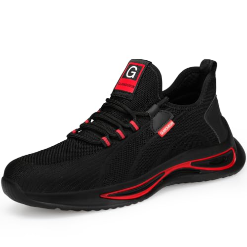 Image of GLANOUDUN Steel Toe Shoes for Men Lightweight Safety Toe Work Shoes Black