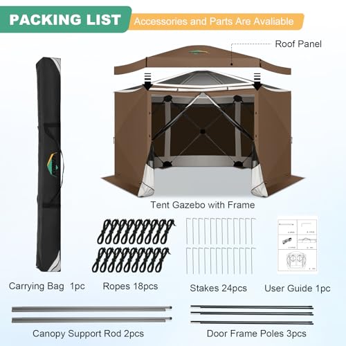 Image of COBIZI 12x12 FT Pop Up Canopy Extendable Tent, Gazebos On Clearance with Removable Roof, Screened in Gazebo with sidewalls, Screen Tents Portable carpas para Patio for Outdoor Camping,Backyard,Brown