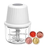 「果物・野菜・肉・離乳食・ニンニクなど対応」 MACOLAUDER フードプロセッサー コンパクト ミニ 小型 420ステンレス刃 ガラスカップ 300ml容量 フードミキサー ハンドブレンダー USB充電式 時短調理 静音