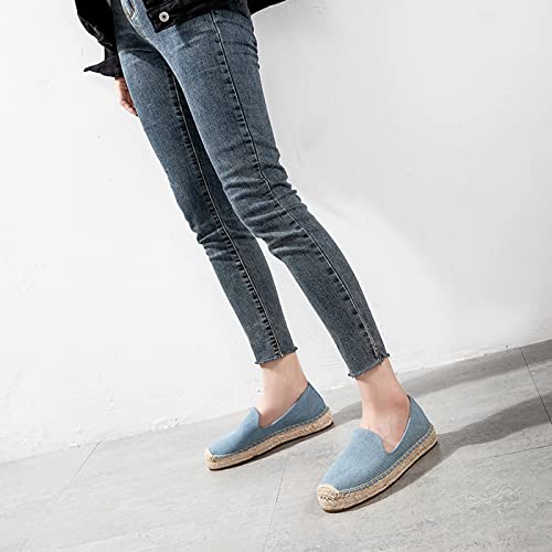 Image of Women's Classic Slip on Flat Shoes Casual Cap-Toe Platform Simple Espadrille Canvas Loafers