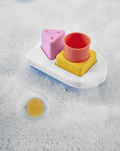 Skip Hop Baby Bath Toy STEM Learning & Play Stacking Boat 6-piece Set Bathtub Sensory Development Toy with Sprinkle Effects & Floating Pieces Age 6m+ - image 2