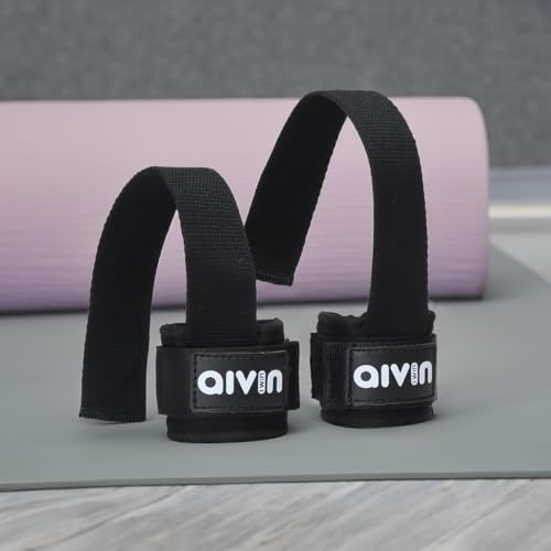 Image of Aivin Ergo Weight Lifting Bar Straps with Wrist Support Wraps, Gym Workout, Bodybuilding, Powerlifting, Strength Training for Men & Women