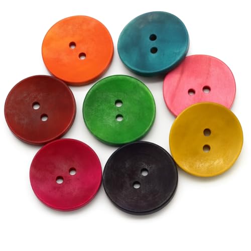 Mayan’s Secret 50 Pcs Wooden Sewing Buttons, 2-Hole Round Craft