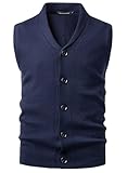 Harbrosrce Herren Schalkragen Strickweste Gestrickte Ärmellose Strickjacke Feinstrick Weste Knopfleiste Freizeitweste Strickpullover