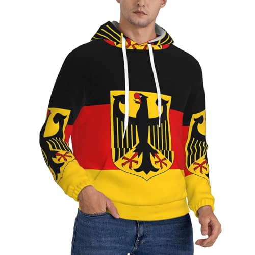 SEOCKA Flag German Coat Of Arms Men's Hoodies Casual Long Sleeve Hoodie Novelty Sweatshirt Pullover Shirts Hooded Sports Outwear With Drawstring Pockets 3X-Large