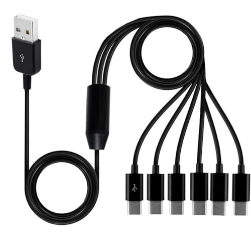 fedui 1 �s�[�X 6-In-1 USB �^�C�v C �X�v���b�^ �P�[�u�� C �f�[�^�`���[�d�P�[�u�� 1.5 ���[�g�� �u���b�N�d�b�^�u���b�g�p