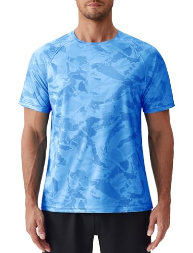 PINSPARK T-Shirt Anti-UV pour Homme, séchage Rapide, Protection Solaire UPF 50+, Manches Courtes, idéal pour Le Surf et la Course à Pied