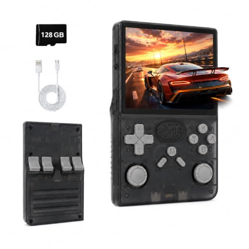 R40 Retro Handheld Games Console with 128GB 20000+ Classic Video Games 3.5 Inch IPS Screen Portable Gaming Console Linux System Dual-Core 64-Bit CPU USB-C Rechargeable Retro Game Console