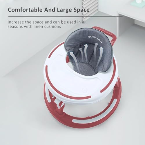 Image of StarAndDaisy 360 Baby Walker 6-24 Months / 7 Level Height Adjustment Walker for Kids Boy and Girl with Switchable Food & Musical Toy Tray /Premium Baby Activity Walker - Red