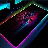 Tapis de Souris Gaming RGB Anime Gaming City Grand Tapis de Souris Doux Glowing LED Extended Mousepads Computer Keyboard Pad Pc Gaming Table Mat avec Caoutchouc Antidérapant 50x100cm