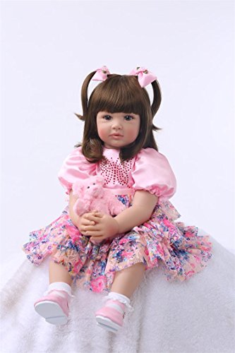 PURSUEBABY 24 Inch Magnetic Mouth Realistic Reborn Toddler Dolls Princess Girls Ann Real