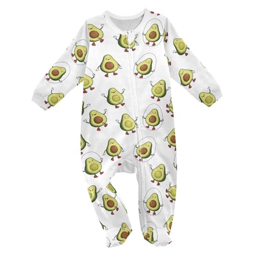 Emelivor Avocado Jump Rope Newborn Baby One-Piece Sleepers Footie Long Sleeve Romper Pjs for Girls Boys Kids