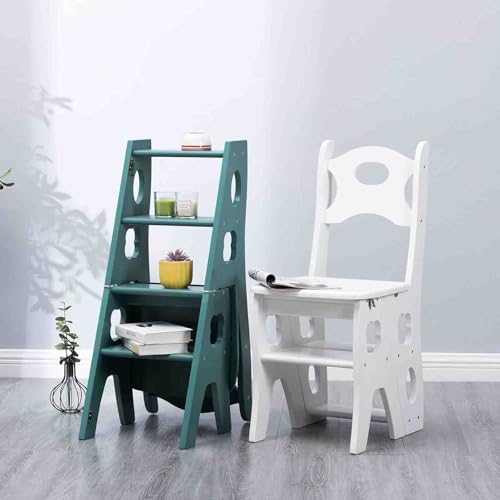 Silla de escalera de madera gris con 4 escalones multifuncionales 5