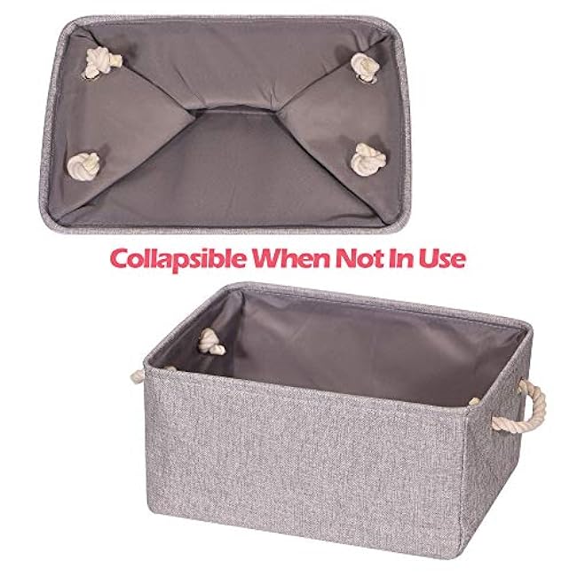 5 Pack Large Storage Basket Bin, Foldable Storage Cube Box Canvas Fabric Collapsible Organizer with Handles for Closet Home Office Clothes Shelf, Grey
