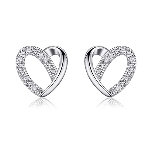 Jewlldeen Orecchini da donna Cuore Argento S925 con zircone Regali di Gioielli Regalo per Donna / Mogli / sorelle