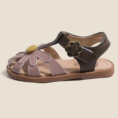 Toddlers Little Girls T-Strap Hook&Loop Dress Flower Summer Shoes Closed Toe Wedding Sandals3