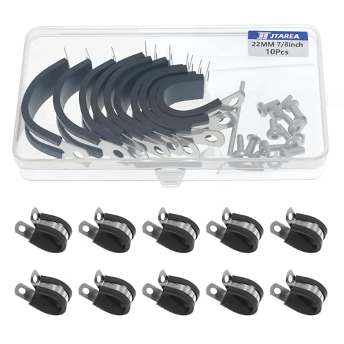 JTAREA 22MM Colliers de Serrage en Acier Inoxydable P Clips de Serrage en Caoutchouc 7/8