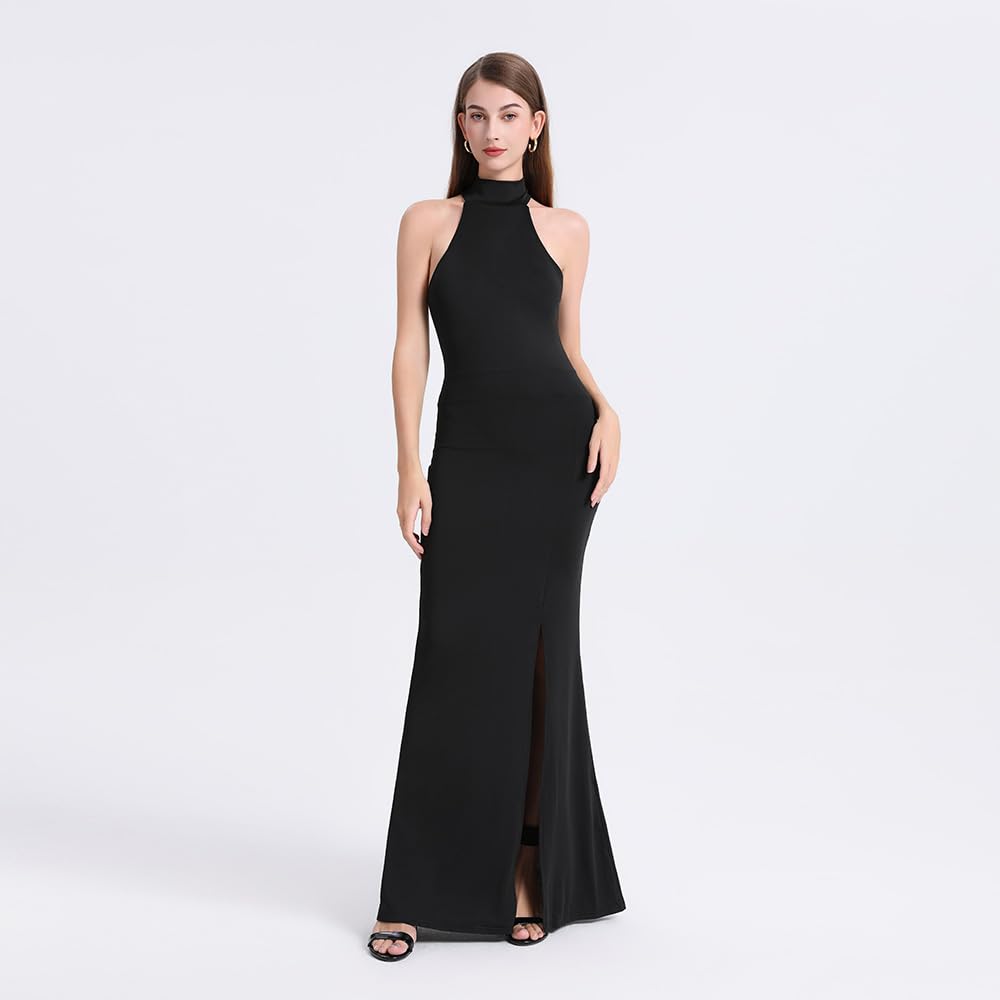 Abito Elegante Donna Abiti Sexy Senza Maniche Vestiti Donna Eleganti Abiti Bodycon Nero Gonna Lunga a Party Clubwear Abiti da Sera Lunghi Eleganti