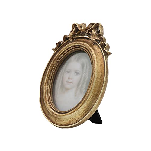 Small Vintage 2.5X3.5 Oval Picture Frame, Mini Antique Ornate Photo Frame, Table Top Display And Wall Hanging Home Decor, Old Fashioned Photo Gallery Art Deco, Bronze Gold – By Sylvia‘s Shop #TOP1