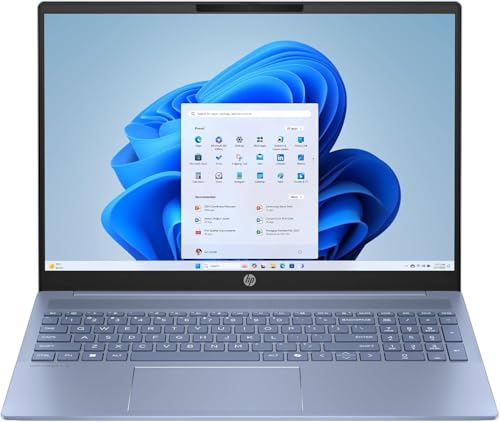 HP OmniBook 5 AI Laptop, 40,6 cm (16 Zoll), OLED 2K (Prozessor Intel Core Ultra 7-255U, 32 GB RAM, 1 TB SSD, Intel-Grafikkarte, Windows 11 Home), Blau, spanische QWERTY-Tastatur