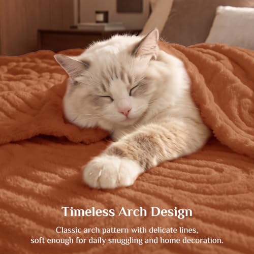 Image of BEDELITE Burt Orange Boho Fleece Fall Throw Blanket for Couch, 50x60 Inches | Fluffy Fall Blanket for Sofa Bed Dorm Room Decor, Luxury Soft Cozy Plush Fuzzy Fleece Blankets Gift for Women, Lightweight