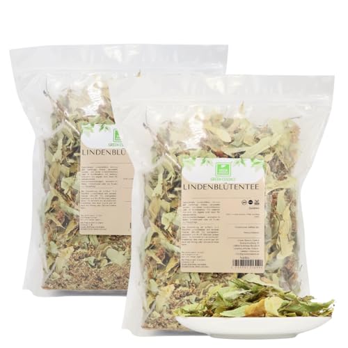 Lindenblüten Lindentee Getrocknet 500g von Green Essence Lindenblütentee Lose Ideal für Kräutertee Mischungen Aromatische Teezubereitung 100% Natürliche Linden Blüten Ganz 500 Gramm