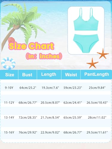 Image of Girl's 2 Piece Swimsuit Solid Spaghetti Strap Bikini Sets Beach Bathing Suit Swimwear for Teen Girls