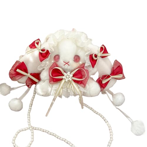 Women Rabbit Bag with Bowknot Sweet Shoulder Bag Crossbody Bag Cute Dolls Messenger Bag for Daily Travel Use