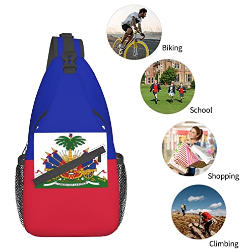 Mochila tipo bandolera unisex con bandera de Haití miniatura 7