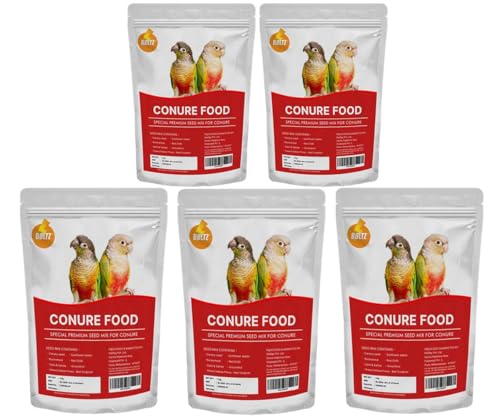 Image of Boltz Best Bird Food for Conures, Natural and Healthy Premium Seed Mix for Conure Parrot, Daily Birds Treat for Conures, Complete Nutrition to All Life Stages (1 KG (Pack of 5))