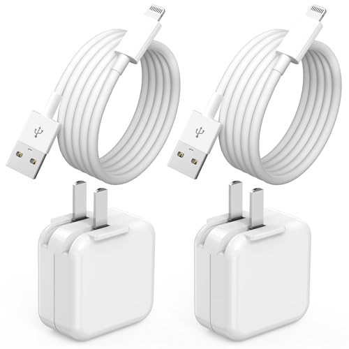 2Pack iPad Charger, Fast Charging 12W USB Wall Charger Block Foldable Portable Apple Adapter with Fast Charging USB to Lightning Cable Compatible with iPad4/5/6/7/8,iPadMini 1/2/3/4/5, iPadAir 1/2/3