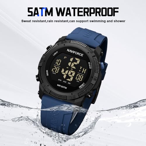 Image of NAVIFORCE Men Sports Waterproof Digital Watches with Stopwatch Alarm Countdown Rubber Strap Wristwatch for Women