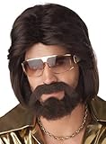 California-Costumes mens-Sexy-70's Wig, Beard & Moustache-Costume Wig, Brown, One Size US