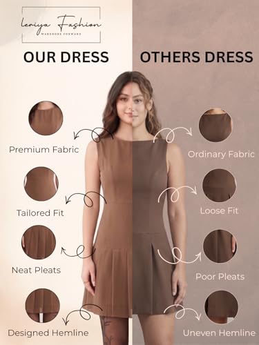 Image of Leriya Fashion One Piece Mini Dress for Women | Western Stylish Midi Party Outfits Dress for Woman | Western Summer Mini Casual Wear for Beach Events, Date & Evening Look