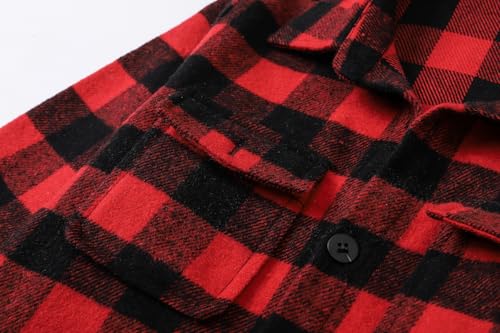 Image of SANGTREE Women and Girls Oversized Flannel Plaid Shirt Mid-Length Casual Button Down Shirt with Pockets
