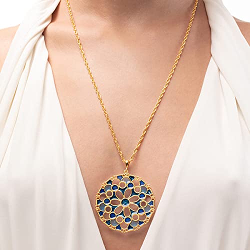 Isola Bella Collana Merletti Tondo Azzurro Blu in