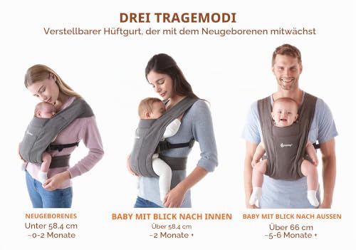 Ergobaby Embrace Babytrage für Neugeborene von 0–12 Monaten (3,2–11,3 kg), Ergonomische 2-Positionen Babytrage mit Kopf- und Nackenstütze… – Ansicht 6